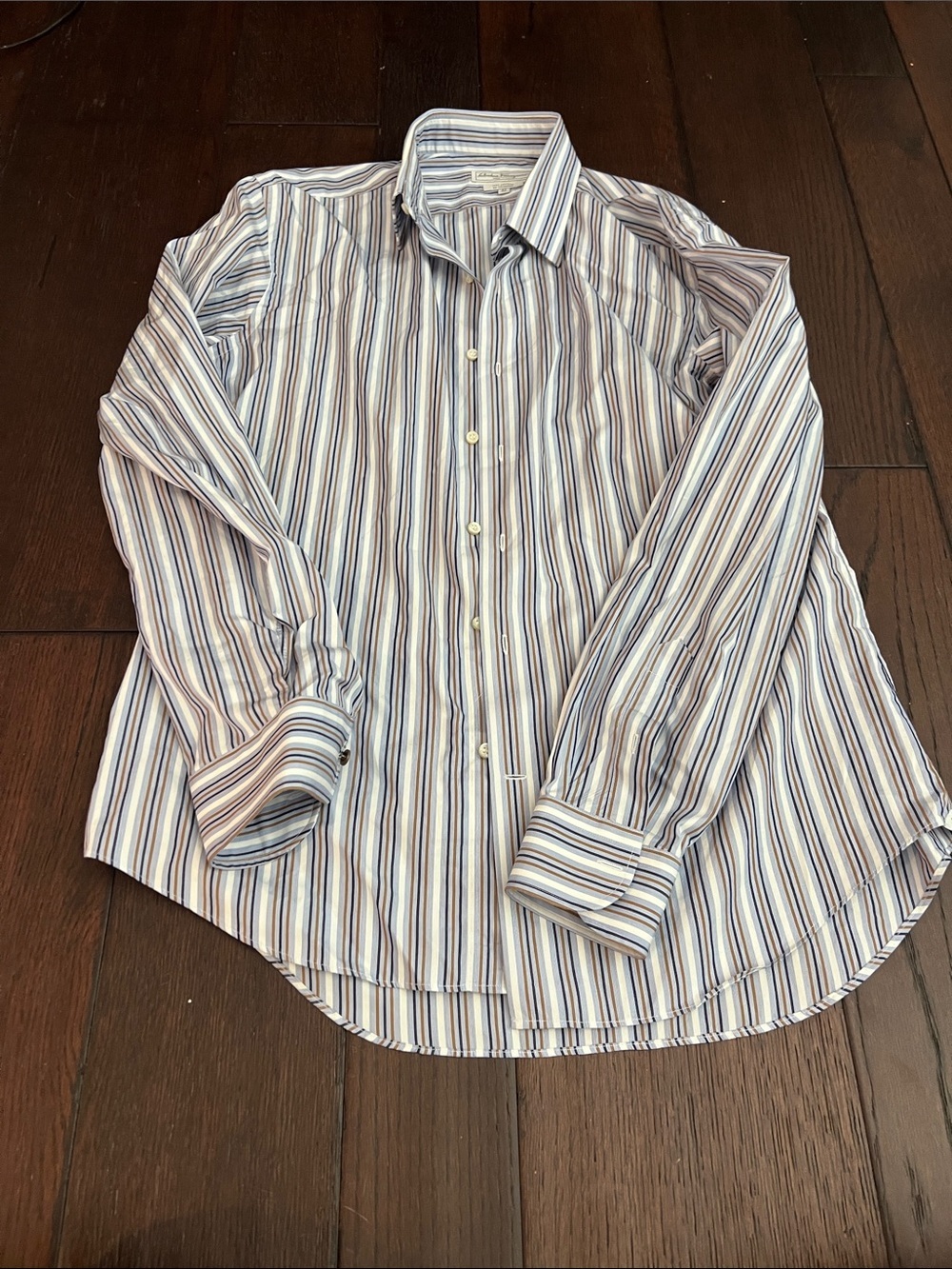 Salvatore Ferragamo Men's Striped Dress Shirt - Blue & White